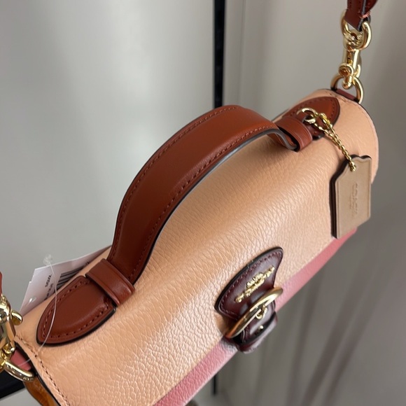Coach Hand Bag Coach C8161 Kleo Top Handle In Colorblock Pebble Leather Fd Blush - Picture 8 of 16